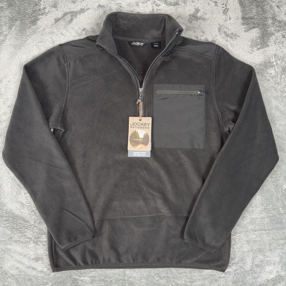 NEW Jockey Charcoal Men's 1/2 Zip Up Mock Neck Pullover Size S Pocket